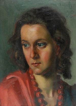 Czesław KURYATTO (1903-1951), Zielone oczy i czerwone korale, 1943