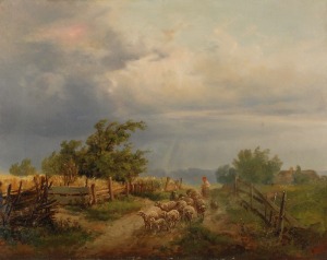 Franciszek WASTKOWSKI (1843-1900), Pasterka z owcami - Przed burzą, 1877