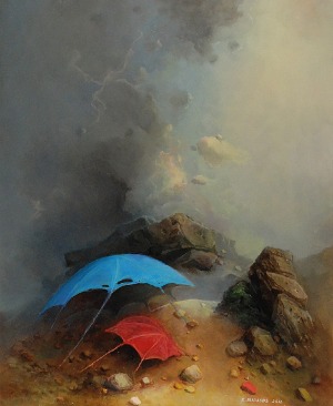 Zygmunt BIAŁOUS (ur. 1946), Niebieska parasolka, 2016
