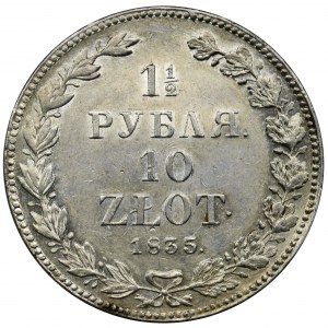 1 1/2 rubla = 10 złotych Petersburg 1835 НГ - PIĘKNA, przebitka w dacie