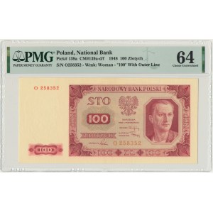 100 złotych 1948 - O - PMG 64 - RZADKI i PIĘKNY