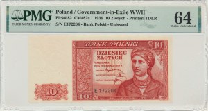 10 złotych 1939 - E - PMG 64