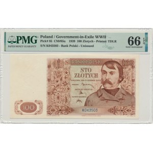 100 złotych 1939 - K - PMG 66 EPQ - PIĘKNY