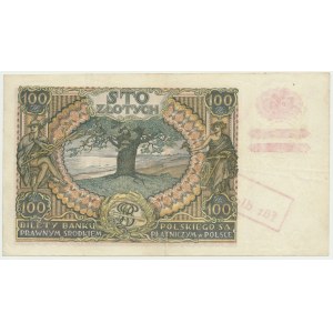 100 złotych 1934(9) - Ser.BM. - oryginalny przedruk okupacyjny - znw. dwie kreski na dole - ŁADNY i BARDZO RZADKI