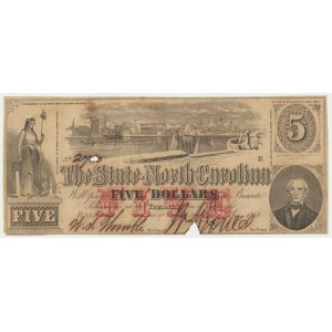 USA, Wojna Secesyjna, Karolina Północna, 5 dolarów 1860