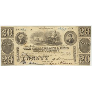 USA, Chesapeake & Ohio Canal Company, 20 dolarów 1840