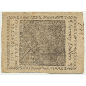USA, Continental Currency, 70 Dollars 1779 - RARE