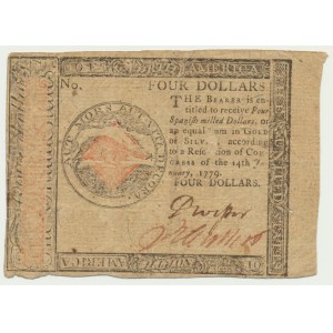 USA, Continental Currency, 4 dolary 1779 - RZADKI