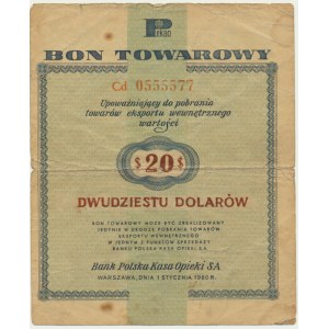 Pewex, 20 dolarów 1960 - Cd - z klauzulą - NIEWYŁAPANE FAŁSZERSTWO - RZADKIE