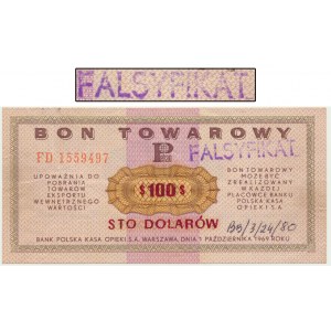 Pewex, 100 dolarów 1969 - FD - FALSYFIKAT - wykonany na oryginalnym banknocie