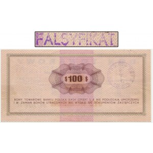 Pewex, 100 dolarów 1969 - FD - FALSYFIKAT - wykonany na oryginalnym banknocie