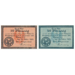Pszczyna, zestaw 10-50 fenigów marzec 1920 (2 szt.)