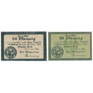 Pszczyna, zestaw 10-50 fenigów październik 1920 (2 szt.)