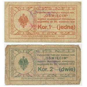Oświęcim, zestaw 1-2 koron 1919 (2 szt.)