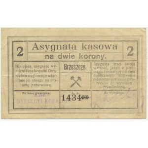 Brzeszcze, asygnata kasowa na 2 korony - nietypowy numerator