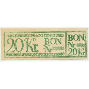Fundusz Pracy i Czynu, 20 koron - blankiet - RZADKIE