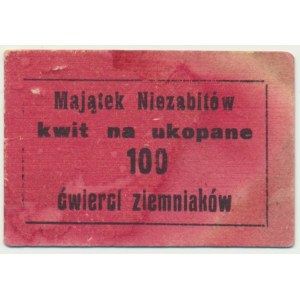 Majątek Niezabitów, kwit na ukopane 100 ćwierci ziemniaków