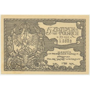 Polski Skarb Wojskowy , 5 złotych = 75 kop. 1916