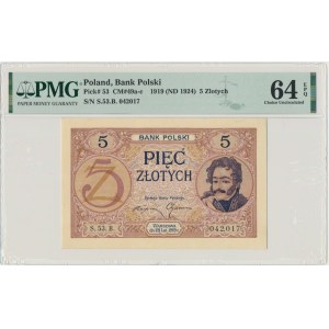 5 złotych 1919 - S.53.B - PMG 64 EPQ - CUDO
