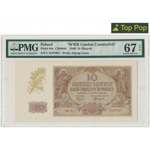 10 złotych 1940 - L. - PMG 67 EPQ - London Counterfeit