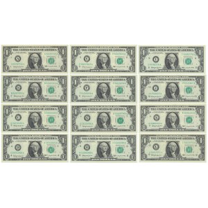 USA, 1 Dollar 1963 - Full set of all district serial letters A - L (12pcs.)