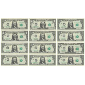USA, 1 dolar 1963 A - KOMPLET liter dystryktów (12szt.)