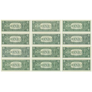 USA, 1 dolar 1963 A - KOMPLET liter dystryktów (12szt.)