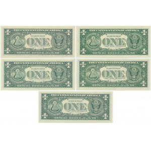 USA, zestaw 1 dolar 1963 (5 szt.)