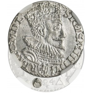 Zygmunt III Waza, Trojak Malbork 1594 - NGC MS62 - otwarty pierścień