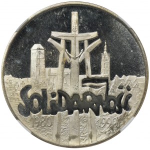 100.000 złotych 1990 Solidarność - NGC PF65 ULTRA CAMEO