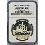 100.000 złotych 1990 Solidarność - NGC PF65 ULTRA CAMEO