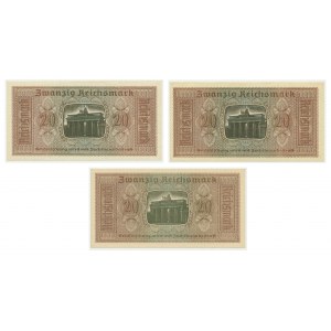 Germany, lot 20 Reichsmark (1939-44) (3pcs.)