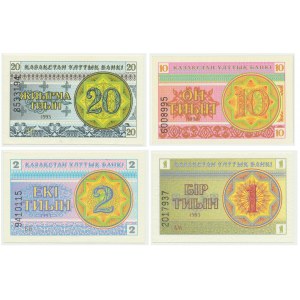 Kazakhstan, set of 1-20 Tyin 1993 (4 pcs)