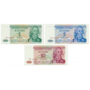 Transnistria, set of 1-10 Rubles 1994 (3 pcs)