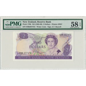 Nowa Zelandia, 2 dolary (1985-89) - PMG 58 EPQ - podpis Russel