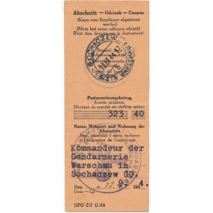Coupon for Generalgovernment issued in Sochaczew 1944