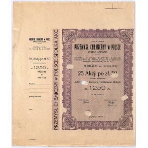 Zgierz, Przemysł Chemiczny 25 akcji po 50 zł, 1927 z blankietem