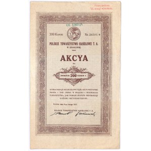 Kraków, Polskie Towarzystwo Handlowe T.A., akcja na 200 koron 1919