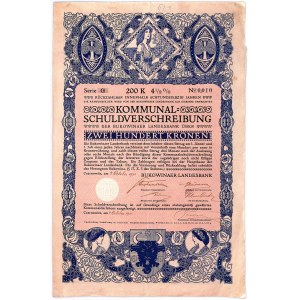 Bukowinaer Landesbank, 4,5 % obligacja na 200 koron 1911