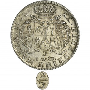 August III Sas, 2/3 Talara (gulden) Drezno 1763 FWôF - RZADKI i ŁADNY
