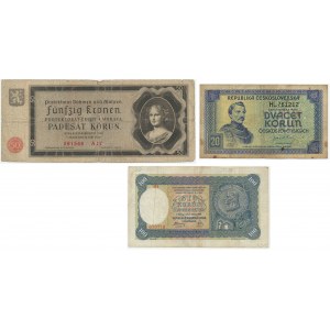 Czechosłowacja, zestaw 20-100 koron (3 szt.)