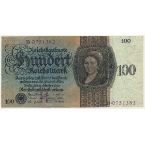 Niemcy, 100 marek 1924 - ŁADNY
