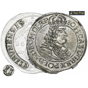 Jan II Kazimierz, Ort Toruń 1664 HDL - NGC MS63 - BARDZO RZADKI, ILUSTROWANY, z błędem TIIRVNENSIS