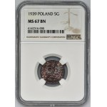 5 groszy 1939 - NGC MS67 BN