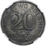 Królestwo Polskie, 20 fenigów 1918 - NGC MS66