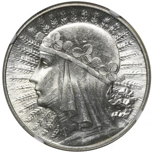 Głowa Kobiety, 10 złotych Warszawa 1932 - NGC MS63+ WYŚMIENITA