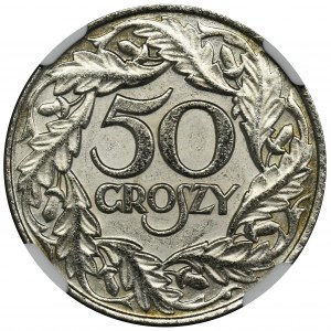 Generalna Gubernia, 50 groszy 1938 - NGC MS63 - WZÓR, niklowane