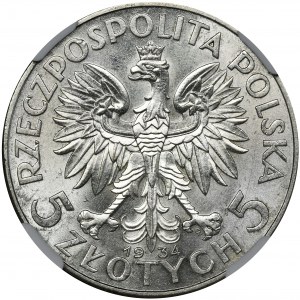 Głowa Kobiety, 5 złotych 1934 - NGC MS62