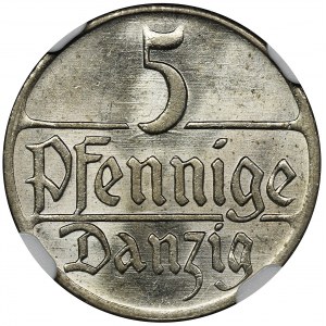 Free City of Danzig, 5 pfennige 1923 - NGC MS64+
