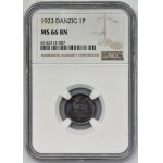 Free City of Danzig, 1 pfennig 1923 - NGC MS66 BN